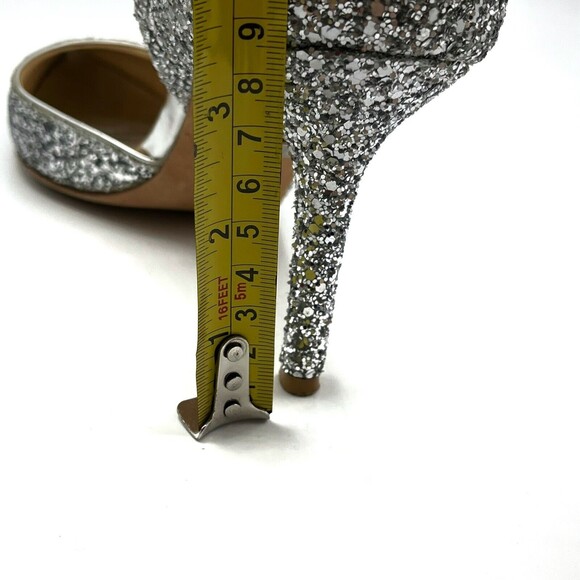Badgley Mischka Glitter Daisy II Heels Women’s Size 6 Silver Wedding Stiletto Pu - Picture 11 of 11